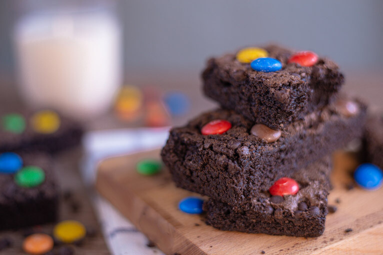 Two M&M`s Brownies Pieces