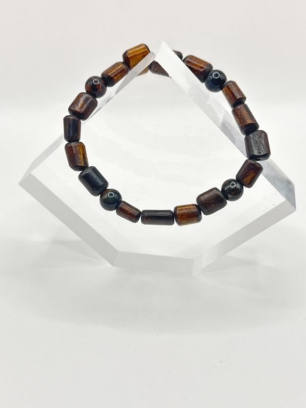 Wood / Tiger&#39;s Eye Mala Bracelet