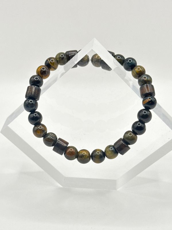 Wood /Tigers Eye Mala Bracelet