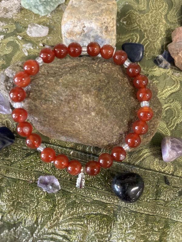 Carnelian w Charm Mala Bracelet