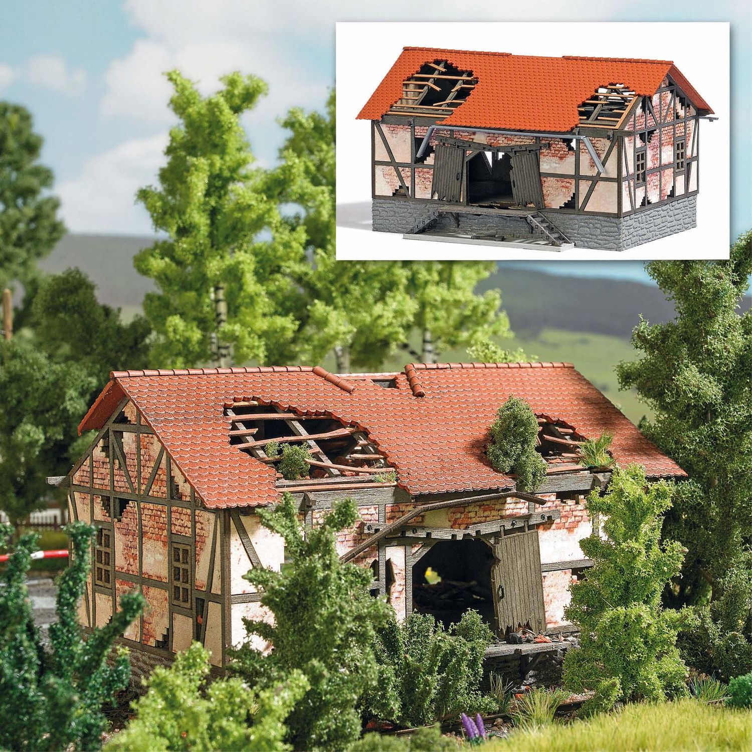 Verfallener Güterschuppen H0 von Busch