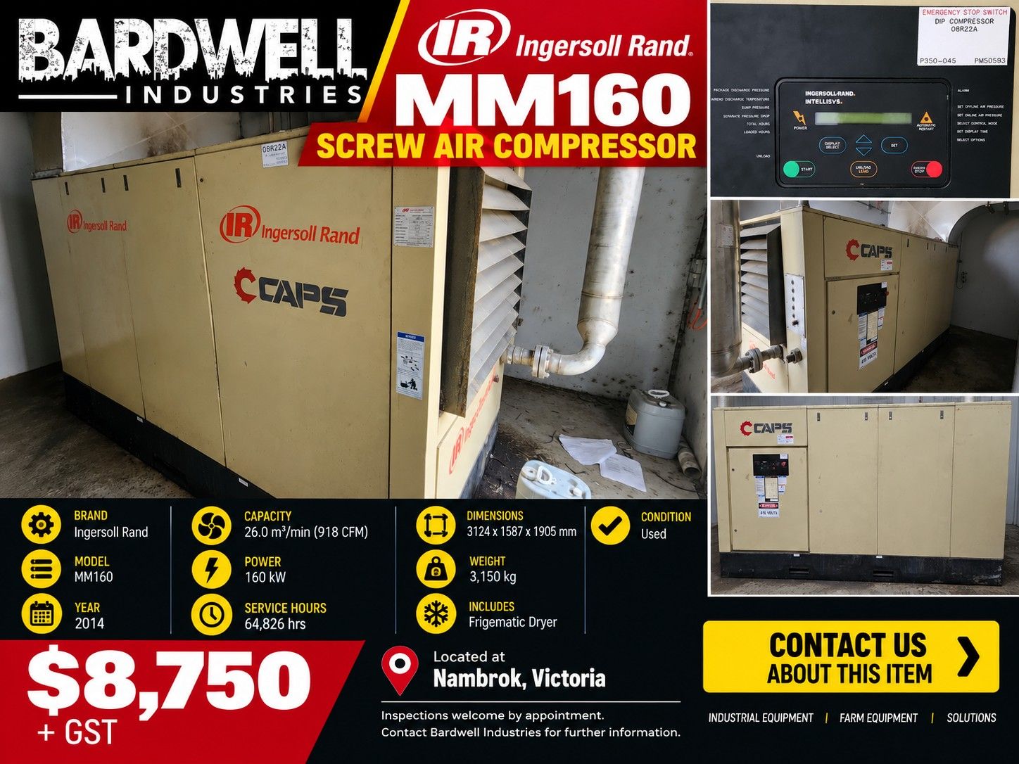 Ingersoll Rand Screw Air Compressor MM160