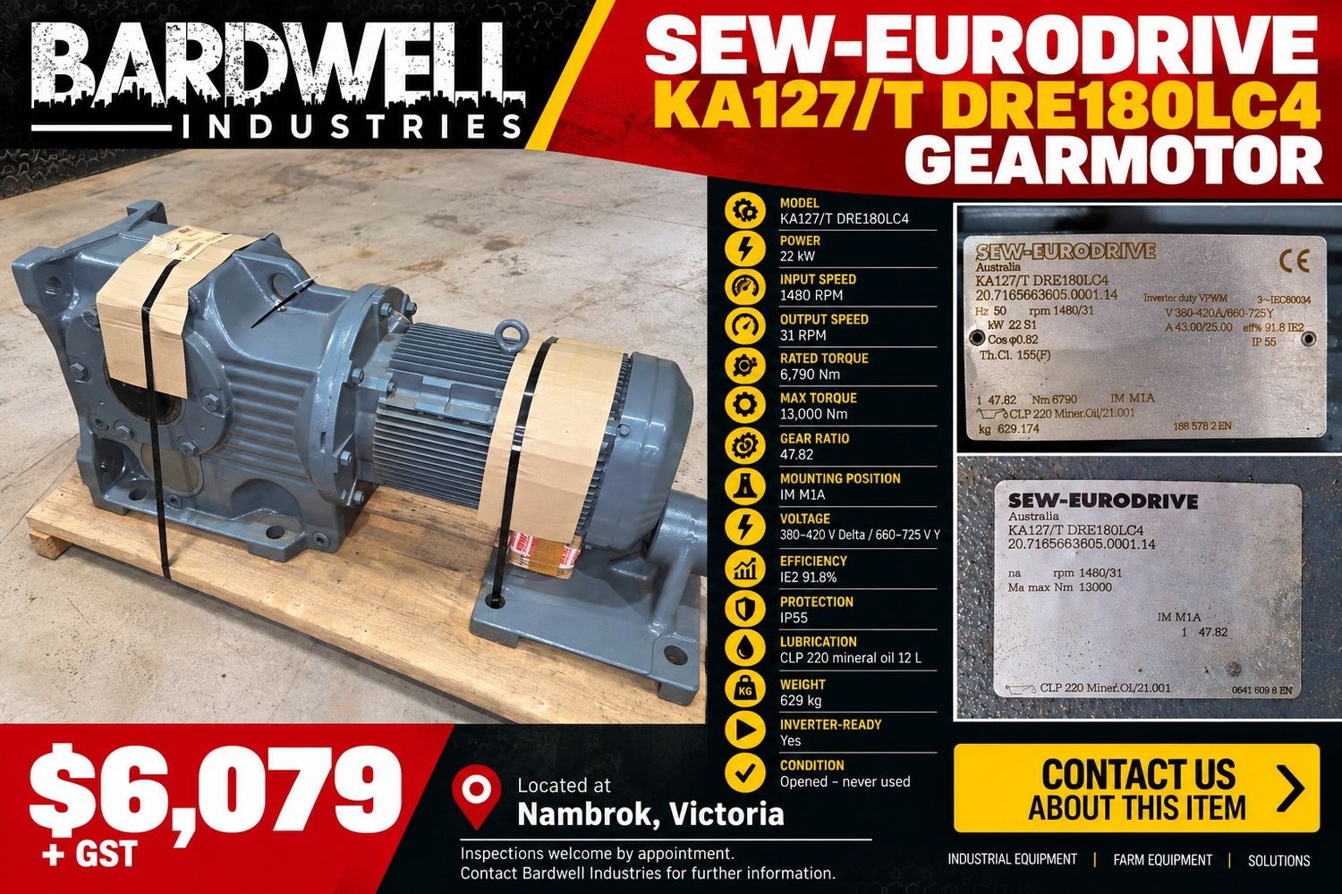 SEW-EURODRIVE KA127/T DRE180LC4 Gearmotor