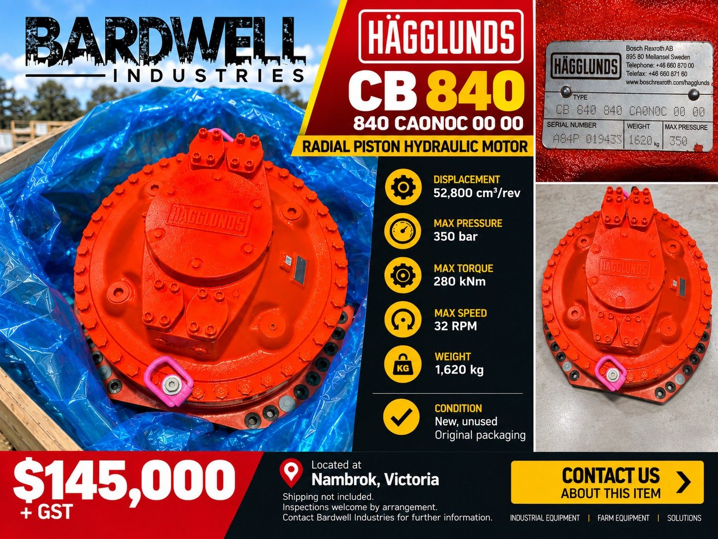 Hägglunds CB 840 840 CA0N0C 00 00 Radial Piston Hydraulic Motor