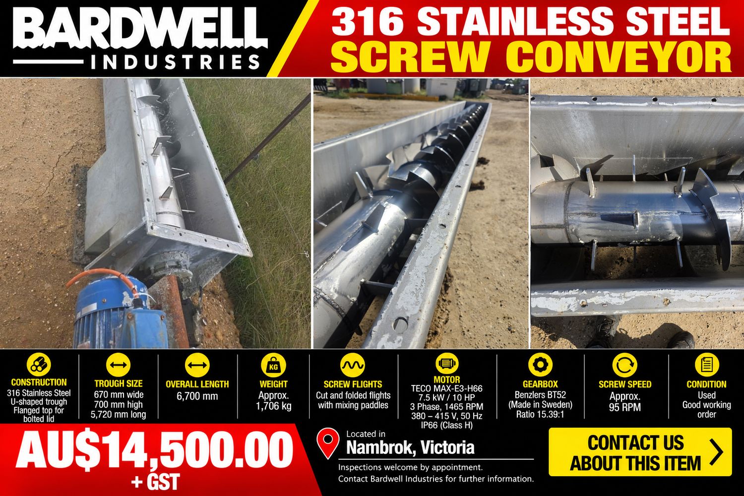 316 Stainless Steel Screw Conveyor