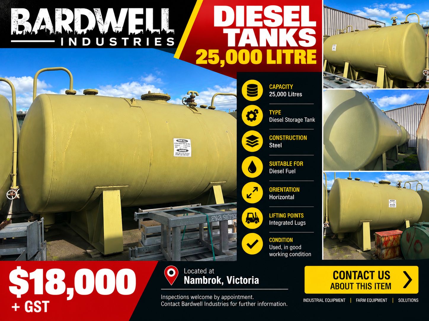 25,000 Litre Steel Diesel Storage Tank