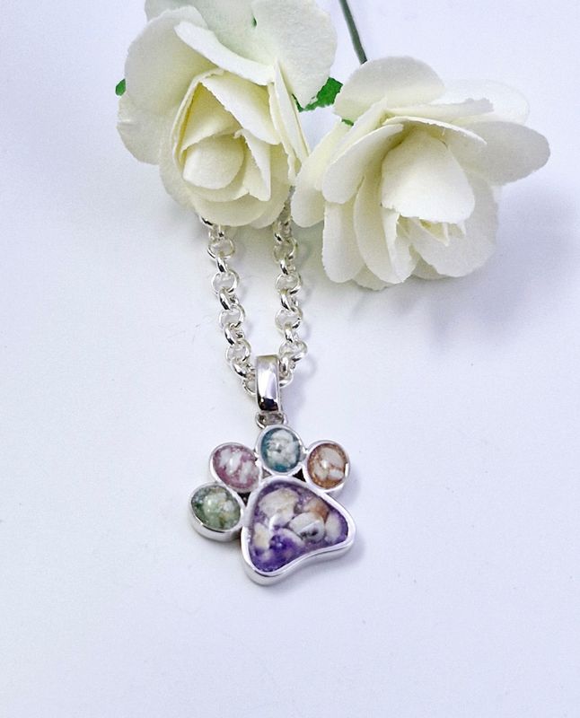 &quot;Forever&quot; -  Sterling Silver  Paw Pendant