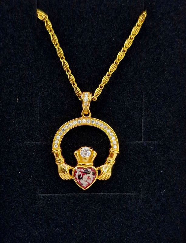 &quot;Forever&quot; -   Sterling Silver Gold Plated Claddagh Pendant