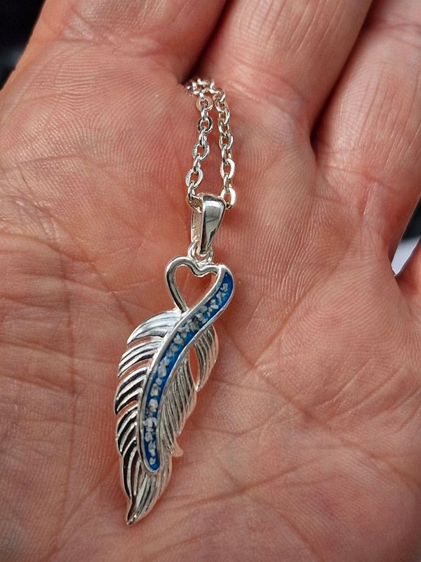 &quot;Forever&quot; -   Sterling Silver Feather Pendant