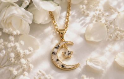 "Forever" -   Sterling Silver Moon and Stars Pendant