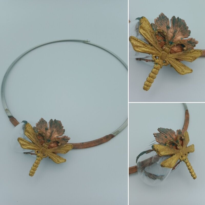 Collier - Mimésis libellule feuille