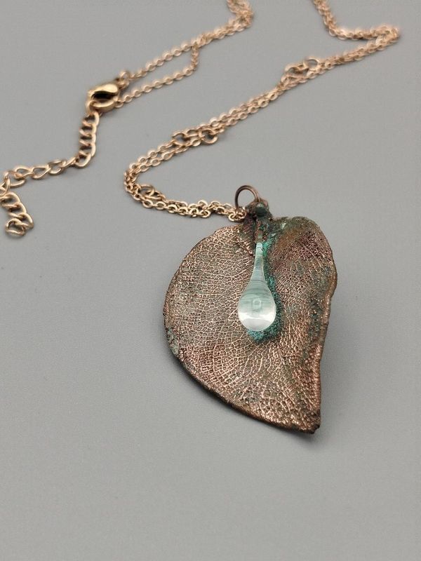 Collier - Feuille Goutte Rosée