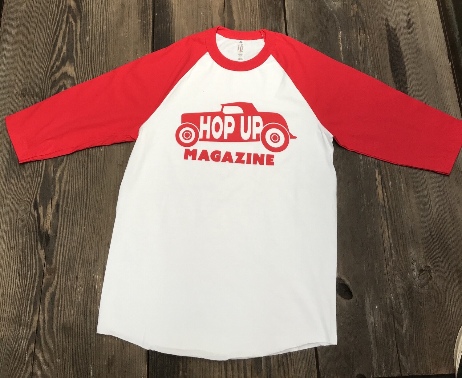 Hop Up Magazine Roadster Raglan 3/4 Sleeve T-shirt Red/white