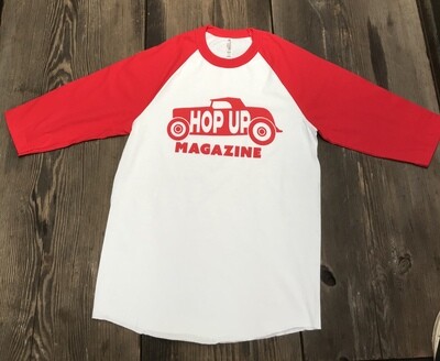 Hop Up Magazine Roadster Raglan 3/4 Sleeve T-shirt Red/white