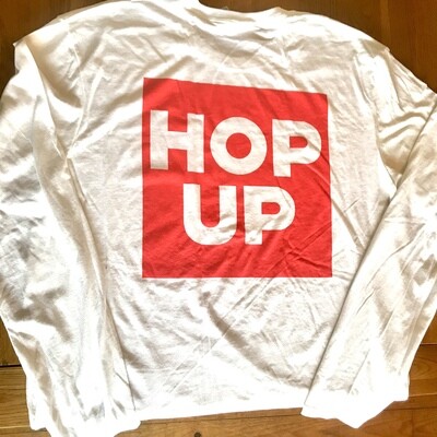 Hop Up Block Logo Long Sleeve White T-shirt