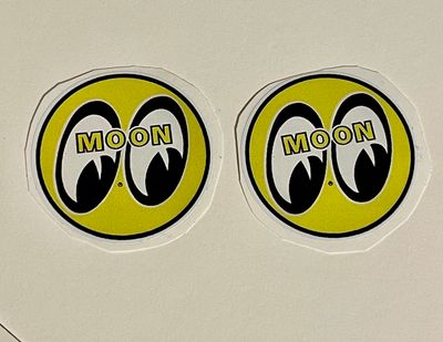 Pair Yellow Moon Vintage  Stickers