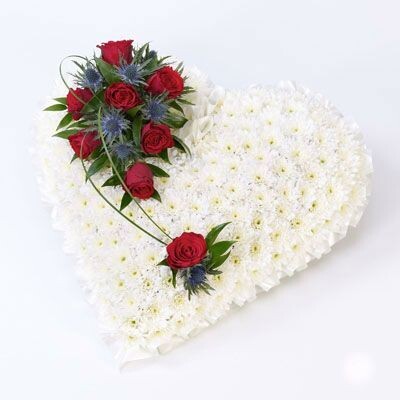 Florist Choice
White Heart  with Red Rose Spray : From £45.00