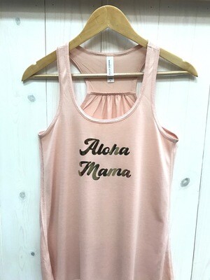 NEW Aloha Mama Foil Peach Flowy Tank Top