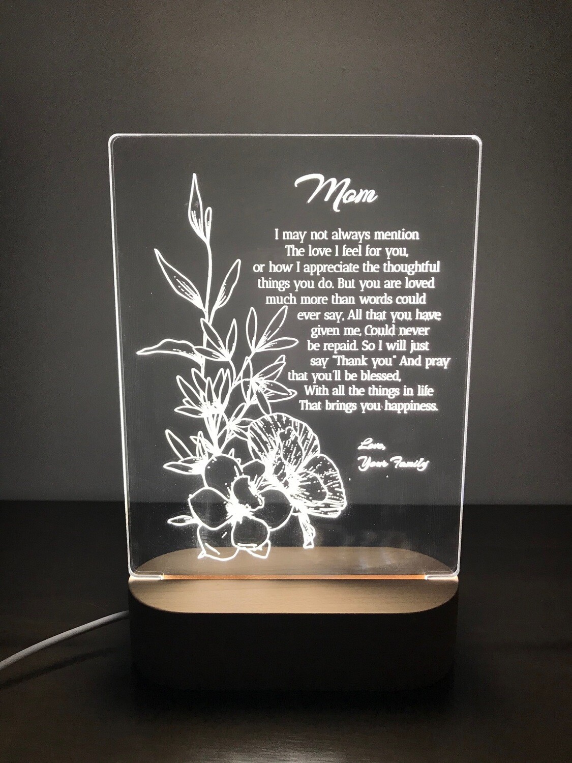 Personalized LED Mother's Poem Lamp