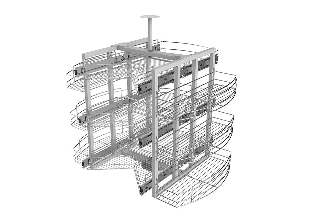 ORGANIZADOR ESQ GIRATORIO 3 NIV CANASTAS EXTRAIBLES, MOD 900MM