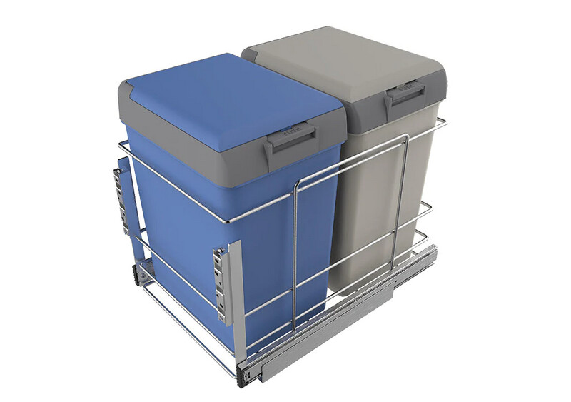 BASURERA DOBLE CON TAPA Y CON RIEL EXTENSION. 436 X 346 X 525 MM