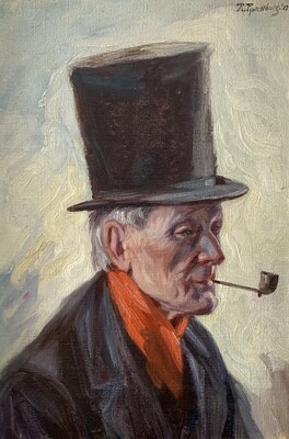 Reinier Pijnenburg (1884-1968) - man met hoge hoed en pijp - 1923