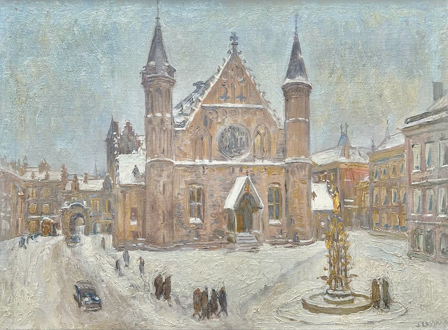 Ko Cossaar (1874-1966) - Haagse Binnenhof in de winter