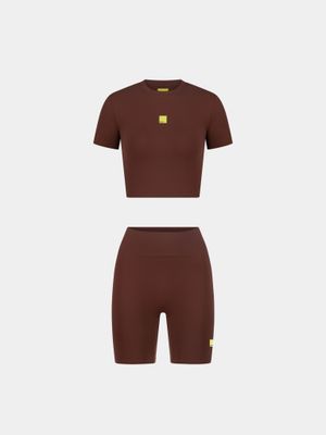 WONDERWOMAN SOFT ALYA HIGH-RISE SET BEDOUIN SAND T-SHIRT/SHORT