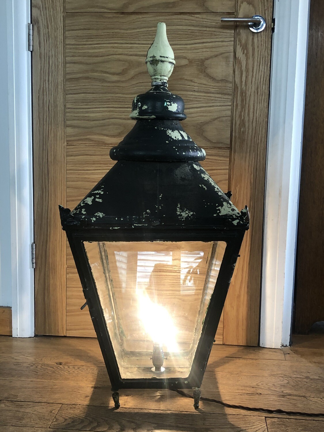 Vintage street lantern converted into lamp