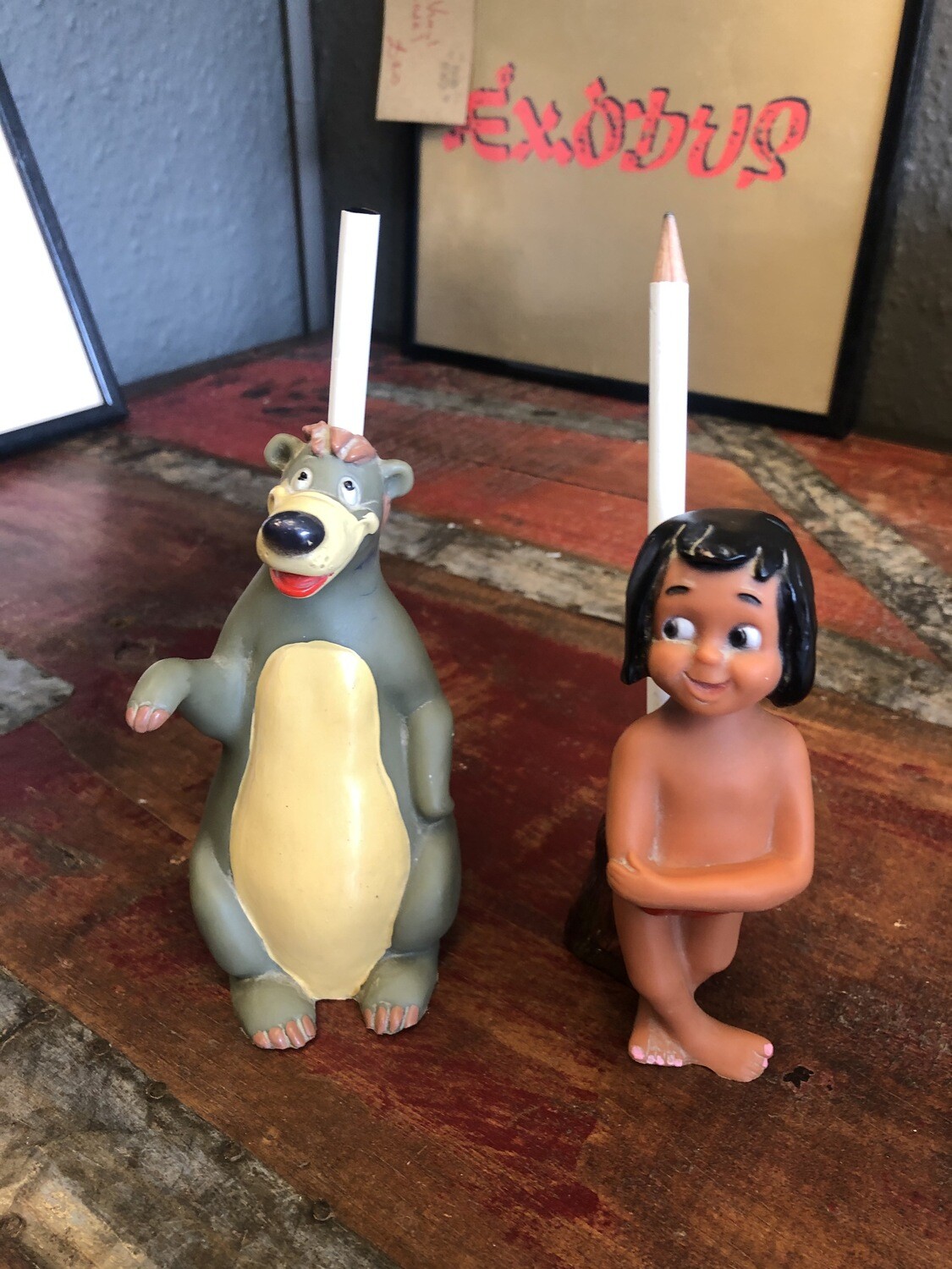 1960's Mowgli and Baloo pencil holders