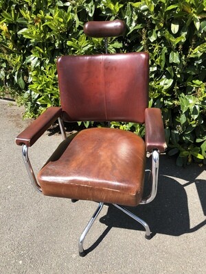 Vintage leather and chrome barbers chair