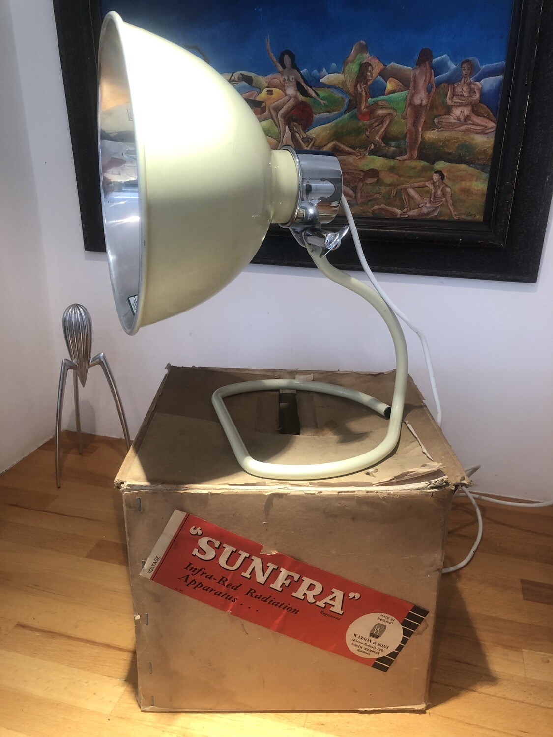 1950's Sunfra desk lamp in mint condition with original box