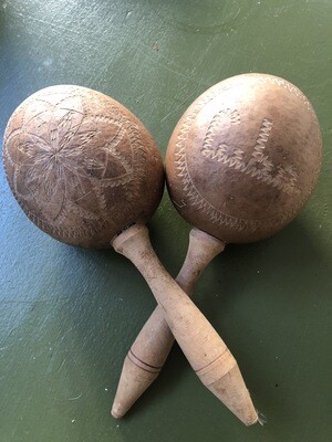 a pair of vintage cuban wooden maracas!