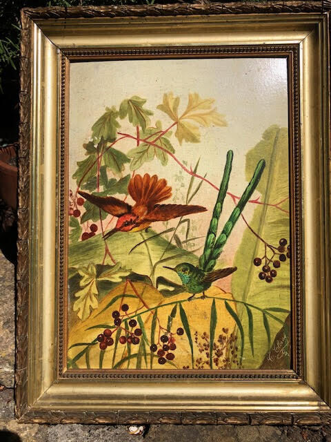 Antique French Oil on Board. Signed