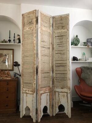 Old Moroccan wooden folding screen