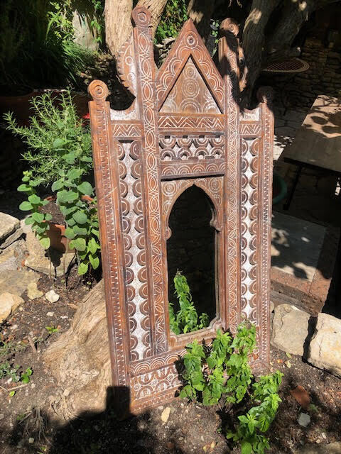 Old Moroccan teak carving converted into mirror