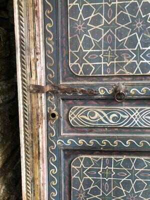 Vintage hand painted Moroccan teak door