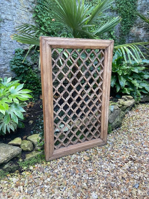 Vintage Asian teak window grill