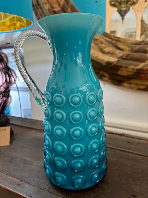 Mid century modern Italian turquoise Empoli pitcher