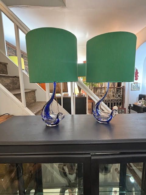 Pair of French Bayel Glass table lamps