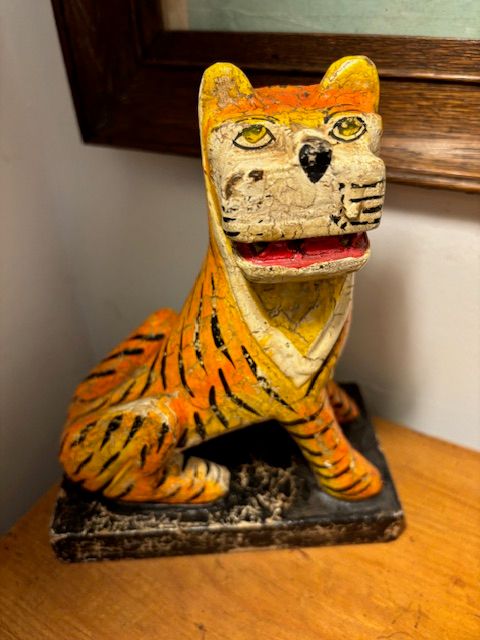 Hand carved and painted vintage Indian Tiger