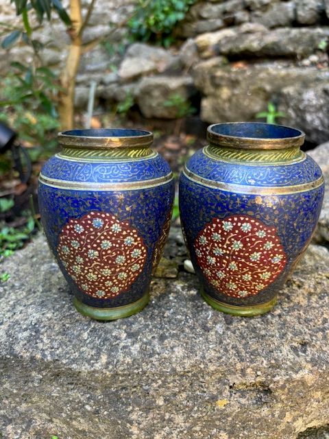 Antique pair of Persian Qajar vases
