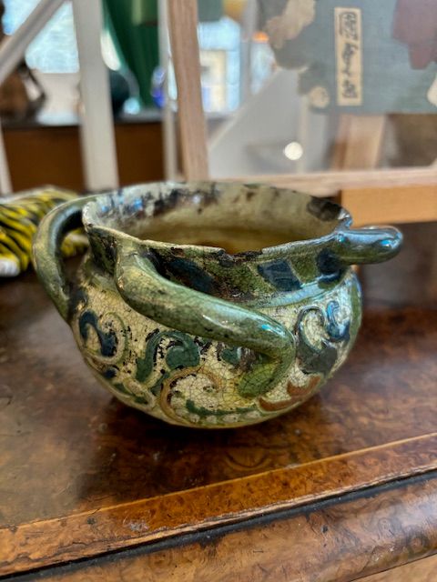 Antique 1897 English pottery bowl signed
