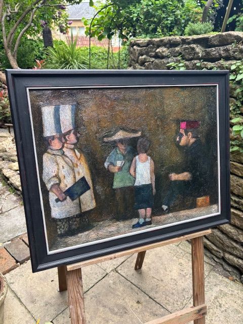Original William Balthazar Rose painting &#39;Ticket&#39; part of Cook Series