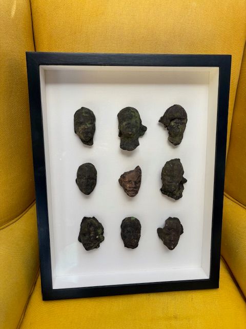 &quot;Unknown Heads&quot; Box Framed set of Antique Terracotta Heads