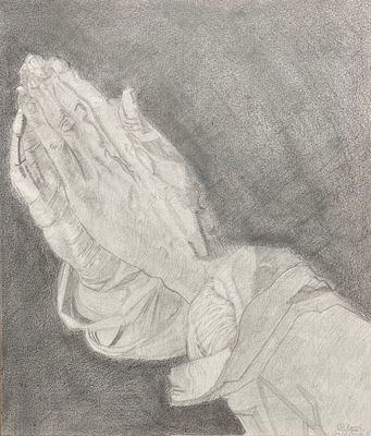 Manos de un apóstol  a dibujo