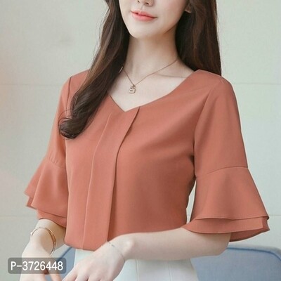 Stunning orange polyester women&#39;s top