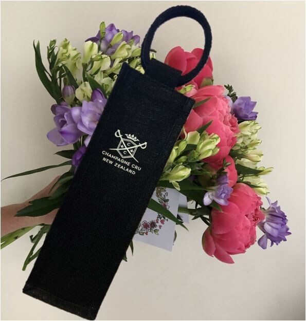 Wine Bag - Black Hessian