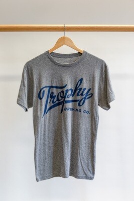 Trophy Logo Tee - Gray and Blue