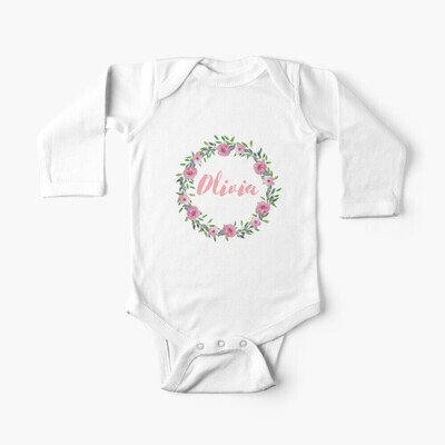 Custom Baby One-Piece Body Suit Flower Design